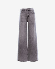 Wide Leg Jeans with Rhinestones, Grey