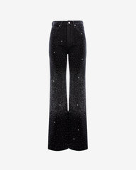 Wide Leg Jeans with Rhinestones, Black