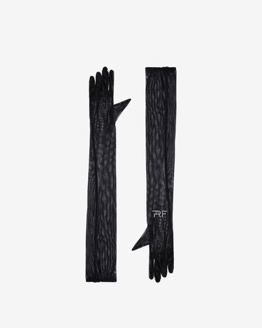 Manusi din Tulle cu logo Retro Future din Cristale, Negre