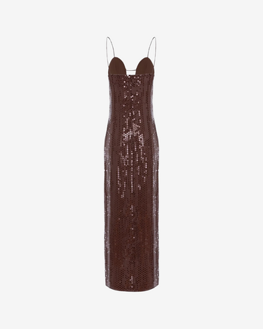 Rochie Maxi din Paiete "Luna", Maro