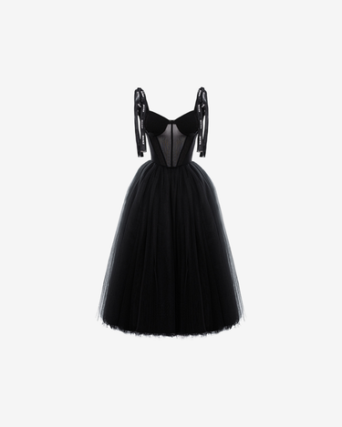Rochie Tulle cu Corset Iconic, Neagra