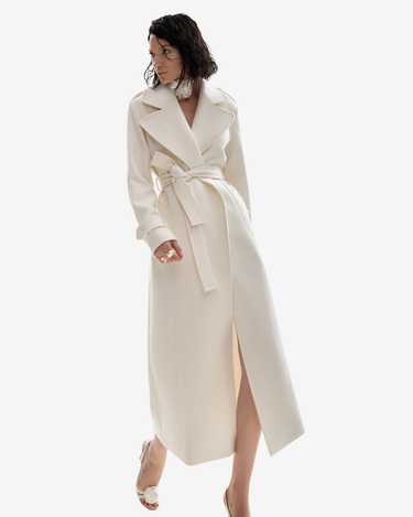 Palton din Lana si Casmir, Alb