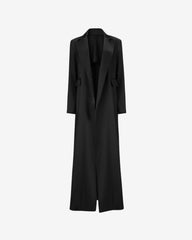 Loose fit black satin coat