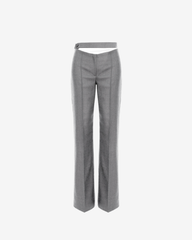 Pantaloni din Lana cu Detaliu Aplicat in Talie, Gri Deschis