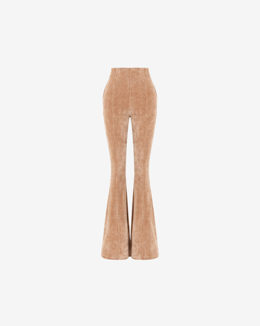Pantaloni Trapez Blankie din Catifea, Bej