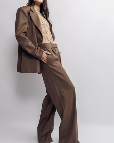 Pantaloni Wide Leg, Maro