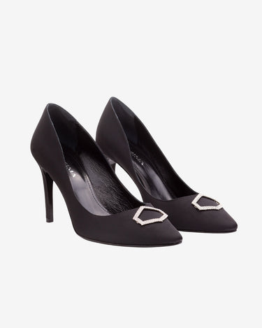 Pantofi Stiletto cu Cristale "Alice", Negri