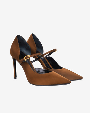 Pantofi din Satin "Agnes", Maro