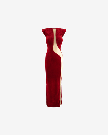 Rochie Blankie din Catifea cu Detaliu Tulle, Rosie