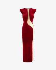 Velvet Blankie Dress with Tulle Detail, Red