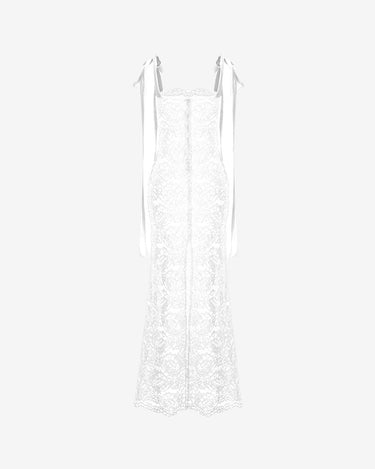 Rochie din Dantela cu Flori, Alba