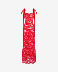 Floral Embroidered Bodycon Dress In Red