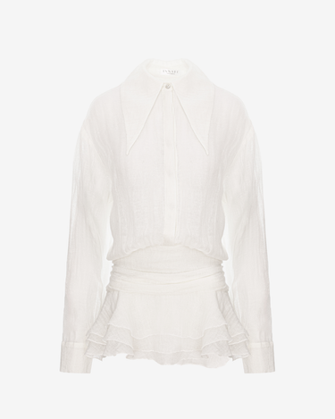 Rochie din In cu Volane, Ivorie