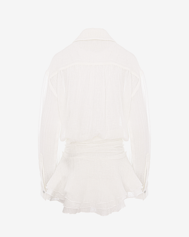 Rochie din In cu Volane, Ivorie