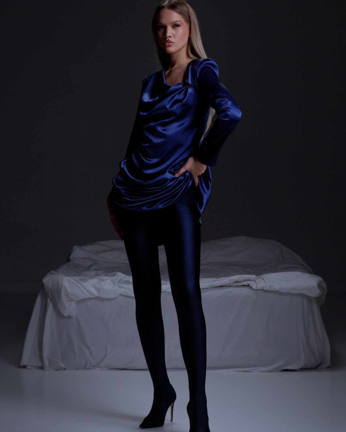 Rochie din Matase, Bleumarin
