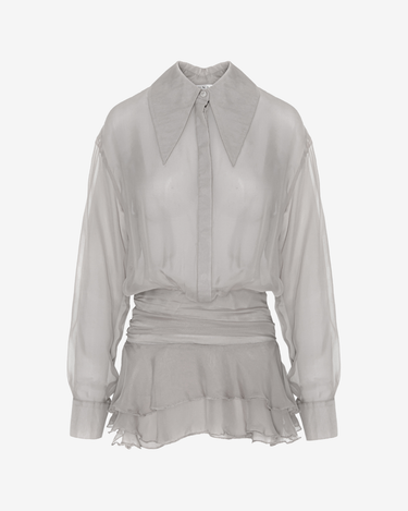 Rochie din Matase cu Volane, Gri