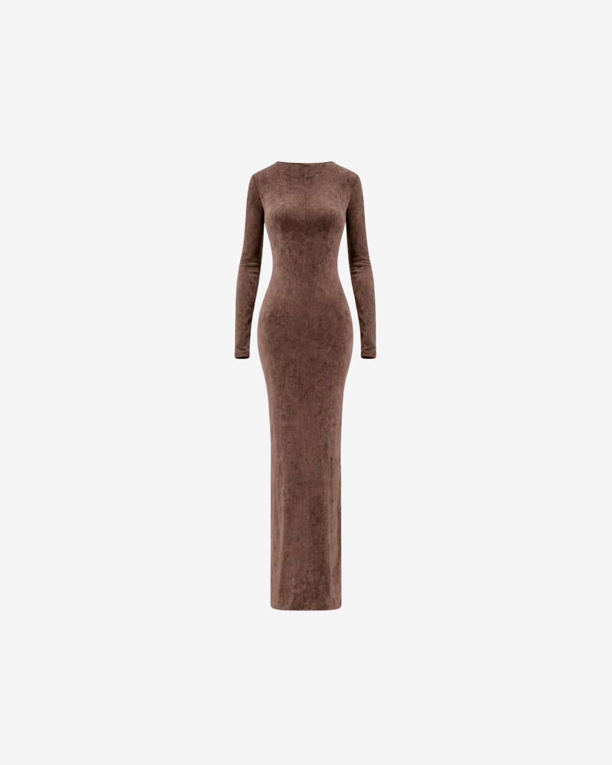 Rochie Lunga Blankie din Catifea, Chocolate