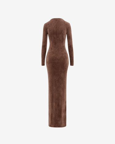 Rochie Lunga Blankie din Catifea, Chocolate