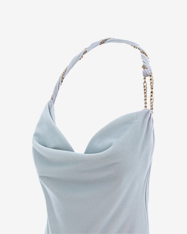 Rochie Lunga din Catifea Nora, Albastru Deschis