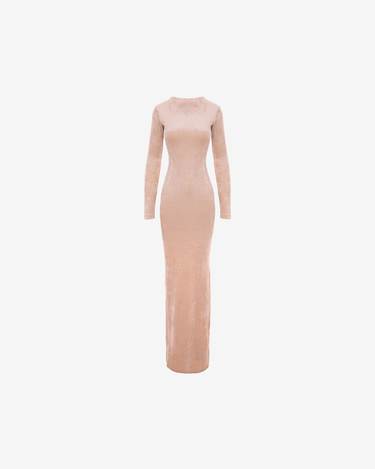 Rochie Lunga Blankie din Catifea, Vanilla