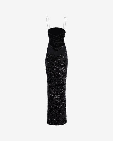 Rochie Lunga cu Paiete, Neagra