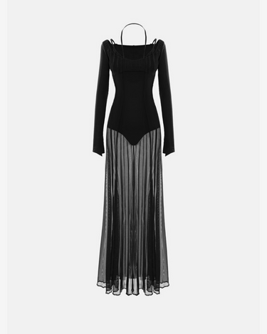 Rochie Lunga din Tulle "Firewall Veil", Neagra