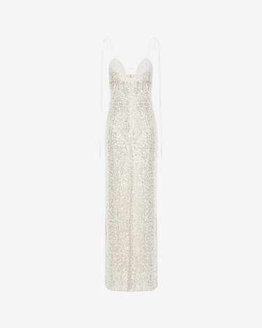 Rochie Maxi din Paiete "Luna", Ivory