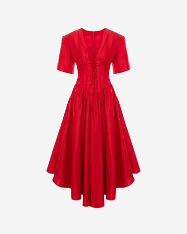 Rochie Midi din Bumbac, Rosie