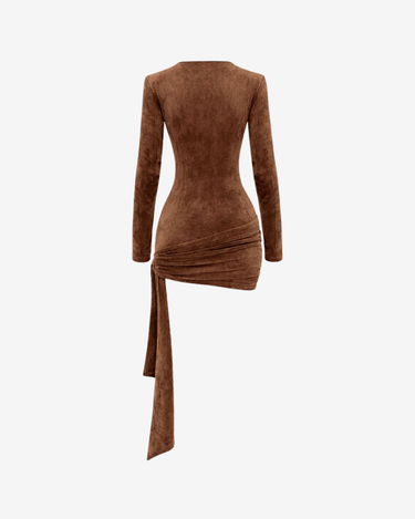 Rochie Mini Blankie din Catifea, Chocolate