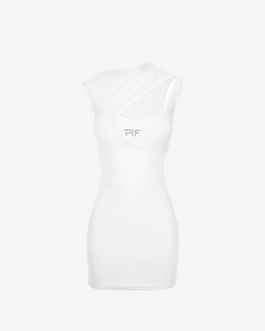 Rochie Mini din Bumbac Organic, Alba