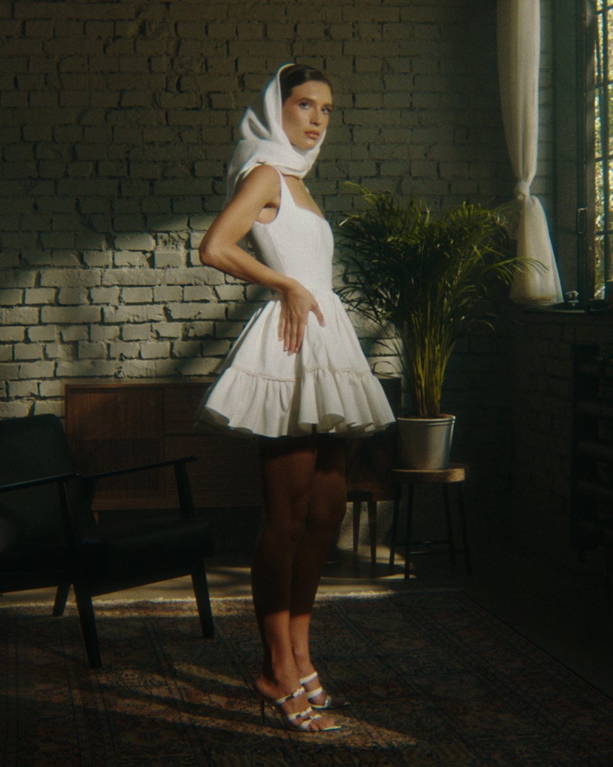Rochie Corset Mini, White Lace