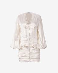 Ruched mini dress in white