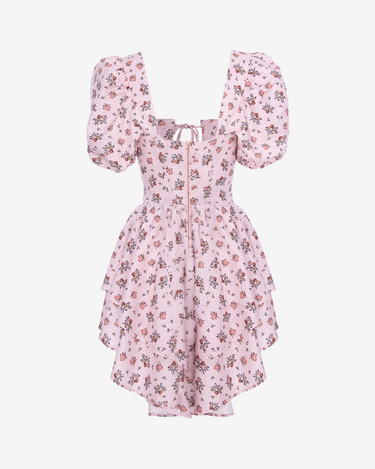 Rochie Mini de Vara cu Trandafiri, Roz