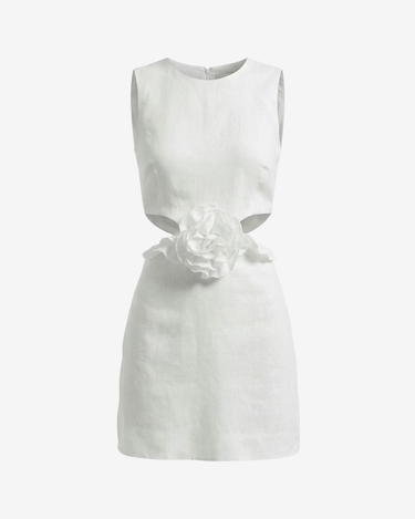 Rochie Mini din In "Rosa", Alba