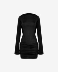 Rochie Mini cu Spatele Deschis si Drapat, Neagra