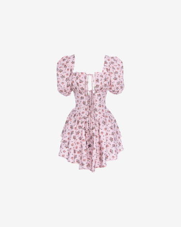 Rochie Mini de Vara cu Trandafiri, Roz