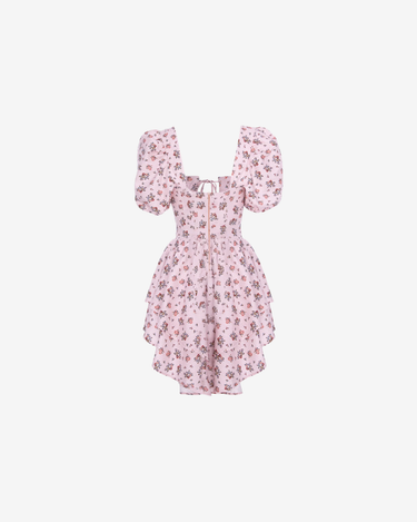 Rochie Mini de Vara cu Trandafiri, Roz