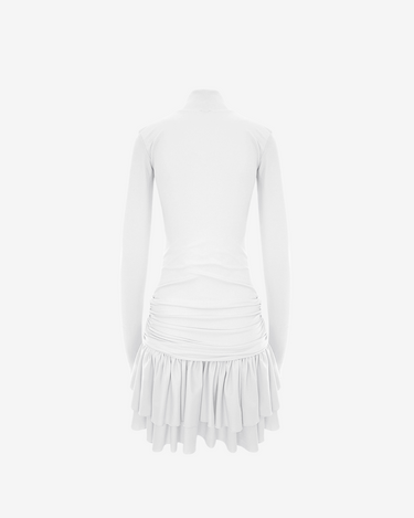 Silene Dress with Rose Applique, White
