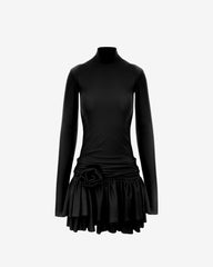 Rochie cu Trandafir Aplicat Silene, Neagra