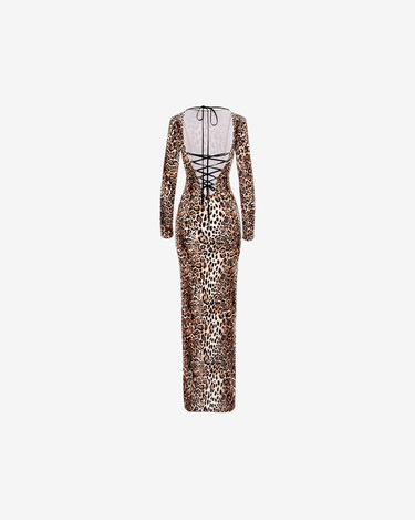 Rochie cu Spatele Gol Blankie din Catifea, Leopard
