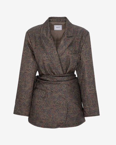 Sacou Sculptural Heritage Burgundy cu Print Paisley