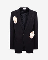 Sacou cu Trandafiri Oversized, Negru