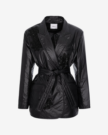 Sacou Sculptural Noir cu Flori