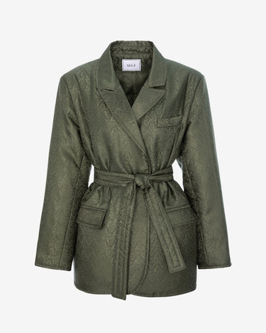 Sacou Sculptural Heritage Olive cu Print Paisley