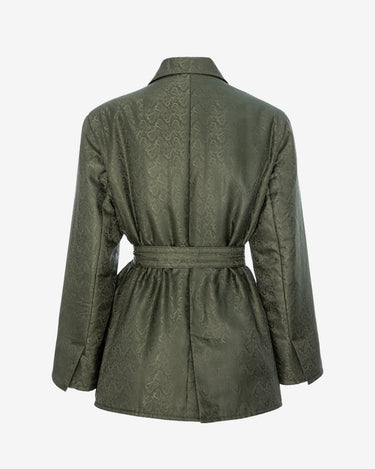 Sacou Sculptural Heritage Olive cu Print Paisley