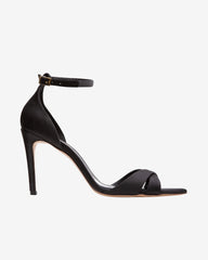 Thea Black Satin Sandals