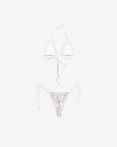 Costum de Baie Triunghi, Metallic White