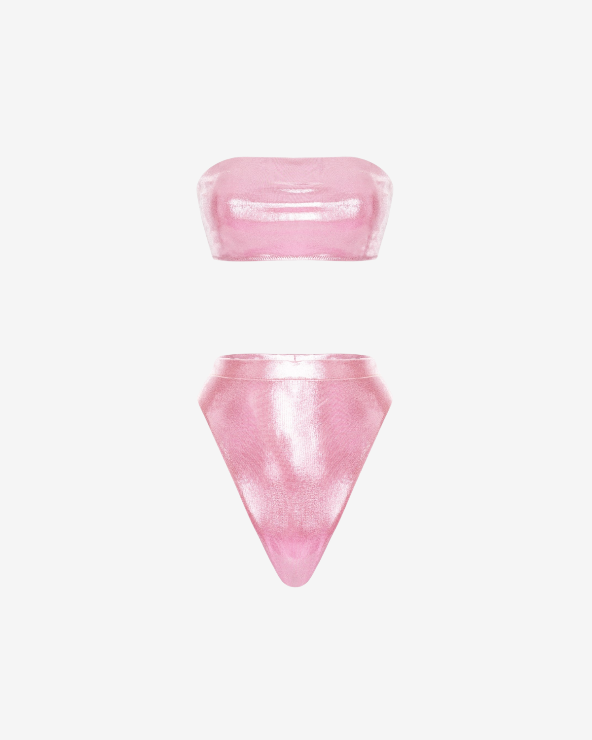 Costum de Baie Bralette, Metallic Pink