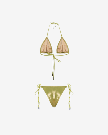 Costum de Baie Triunghi, Metallic Green