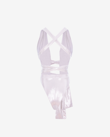 Costum de Baie Intreg, Metallic White